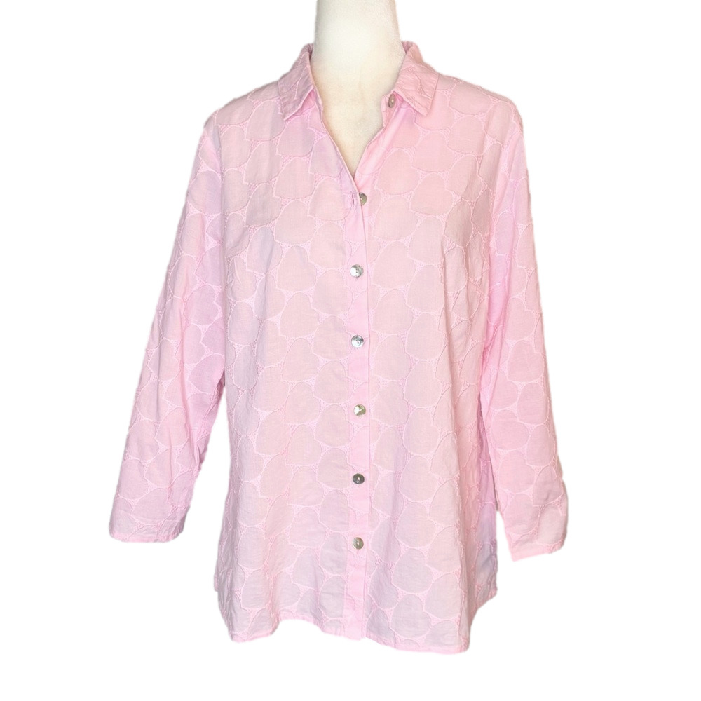 Habitat pink heart embroidered shirt